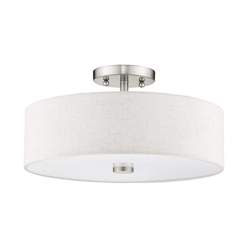 Livex Lighting 52135-91 Meridian 3 Light Brushed Nickel Ceiling Mount - Image 3